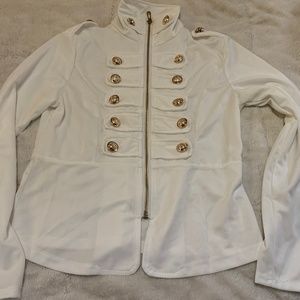 White Lightweight Military Jacket w/Gold Buttons